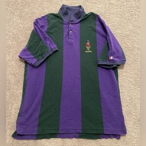 Vintage Olympics 1996 Shirt Men’s XL Purple Green Rugby Polo Stripes Made In USA